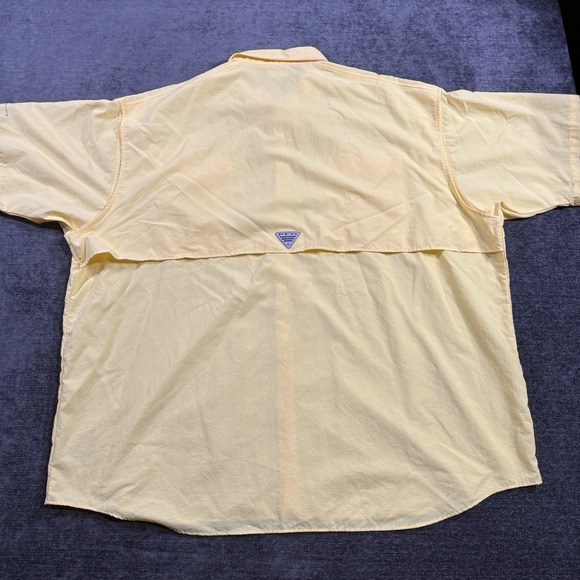 Columbia PFG Fishing Shirt Men's 4XT Yellow Short Sleeve Button Up Omni Shade - Picture 2 of 14
